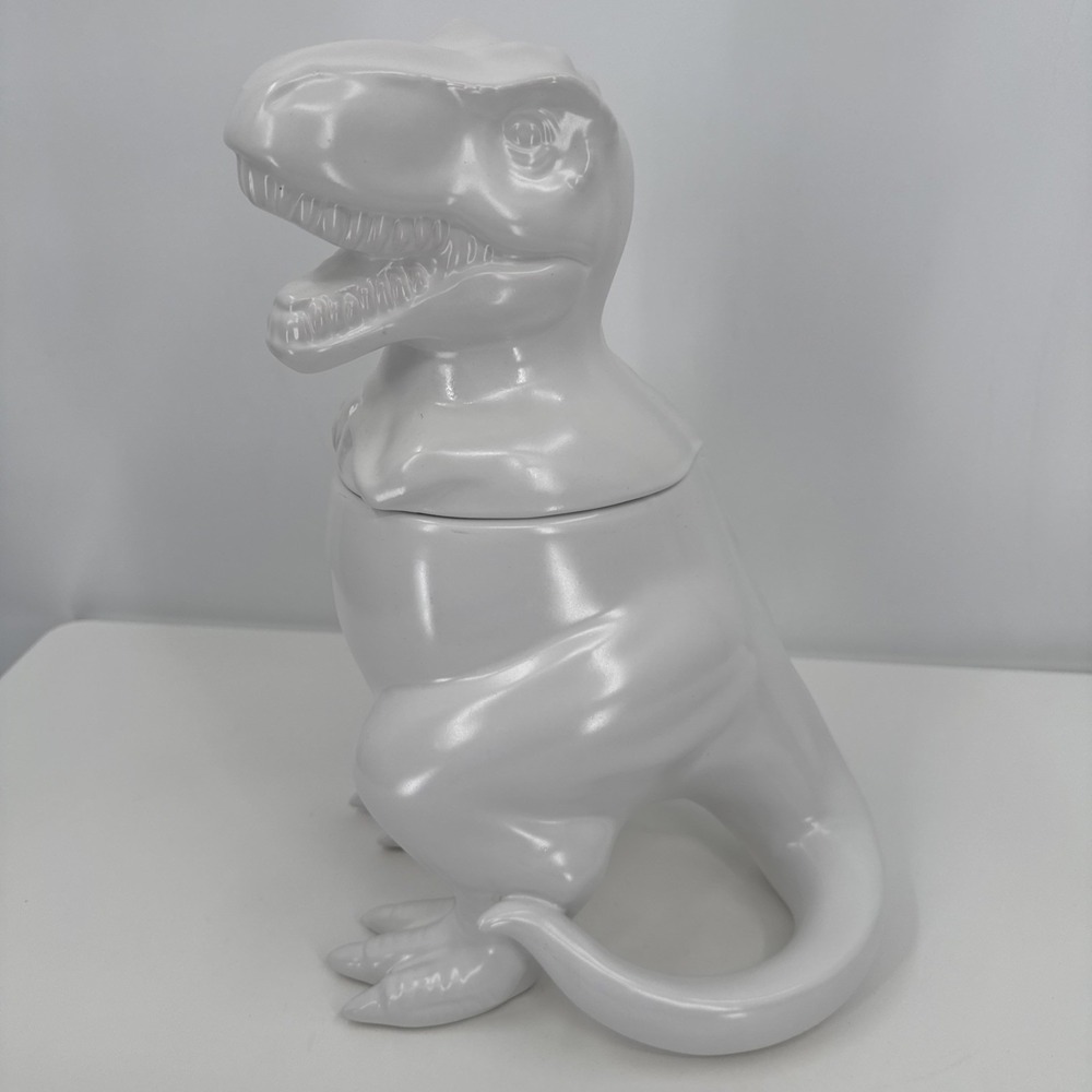 Threshold Target White Dinosaur T Rex Cookie Jar Canister Minimalist Fun Modern - Picture 2 of 11